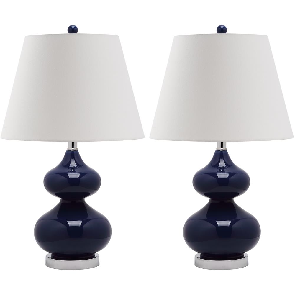 Safavieh LIT4086B EVA DOUBLE GOURD GLASS (SET OF 2) SILVER BASE AND NECK TABLE LAMP
